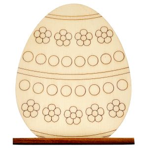 Set 5 oua pentru pictat, cu suport, din lemn, 10 cm inaltime